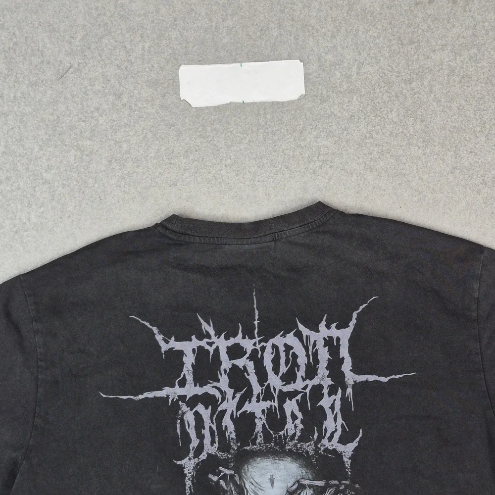 VINTAGE Ironwilled Men Shirt XL Black Y2K Grunge Death Skull The Darkness Skater